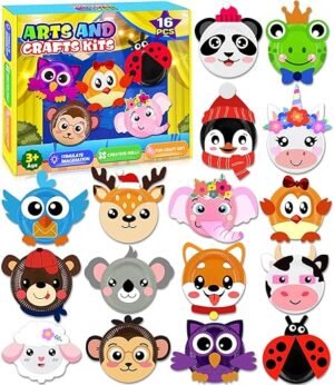 16 Pack Animal Paper Plate Craft Kit for Kids