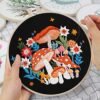 Beginner Mushroom Embroidery Kit - Starry Night Design