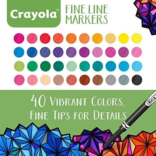 Crayola Fine Line Markers - 40 Vibrant Colors for Adults