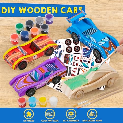 DIY Wooden Race Cars Kit for Creative Kids Ages 6+