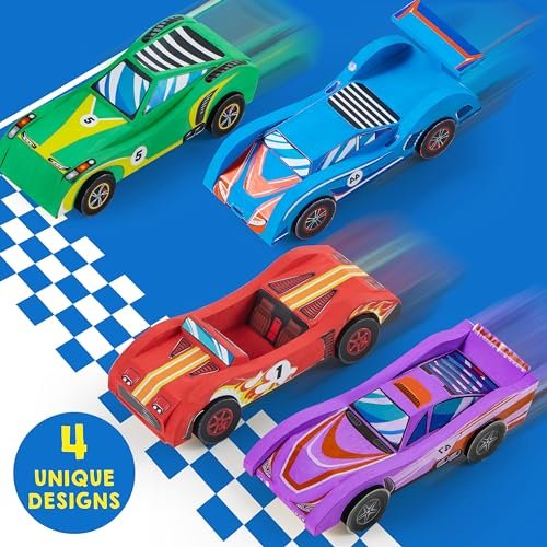 DIY Wooden Race Cars Kit for Creative Kids Ages 6+