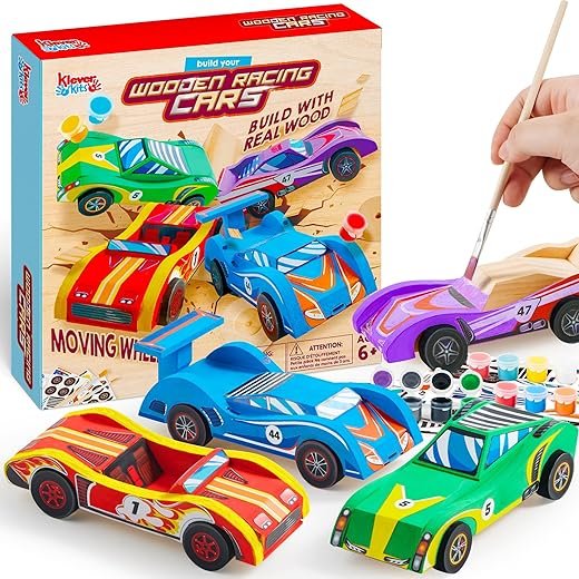 DIY Wooden Race Cars Kit for Creative Kids Ages 6+