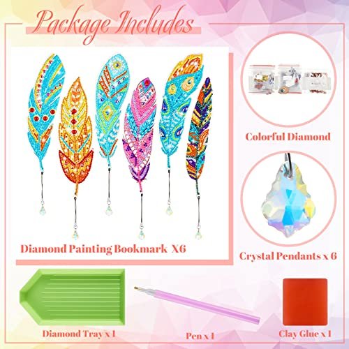 Henoyso DIY Diamond Painting Bookmarks - 6 Elegant Kits