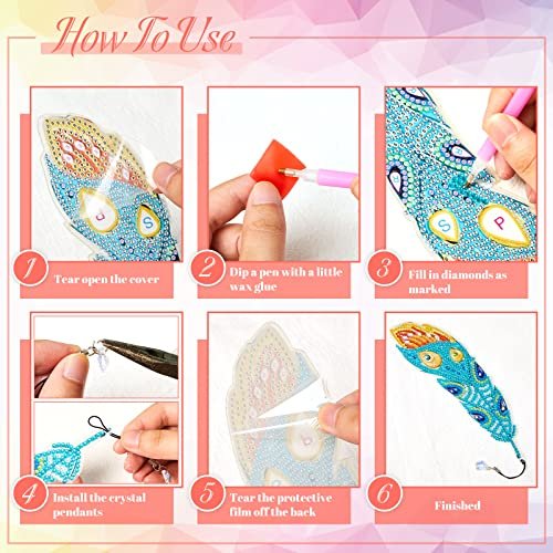 Henoyso DIY Diamond Painting Bookmarks - 6 Elegant Kits