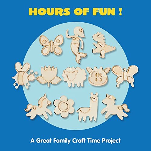 JOYIN 12-Pc DIY Wooden Magnets Craft Kit for Kids