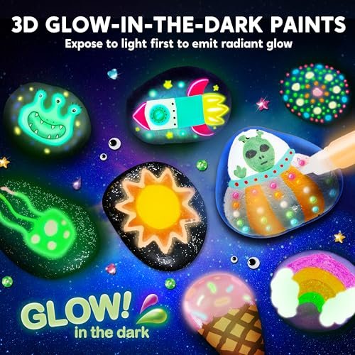 JOYIN Glow-in-the-Dark Rock Painting Kit for Kids