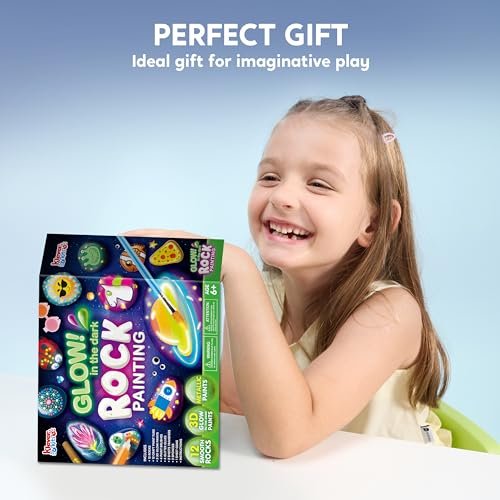 JOYIN Glow-in-the-Dark Rock Painting Kit for Kids