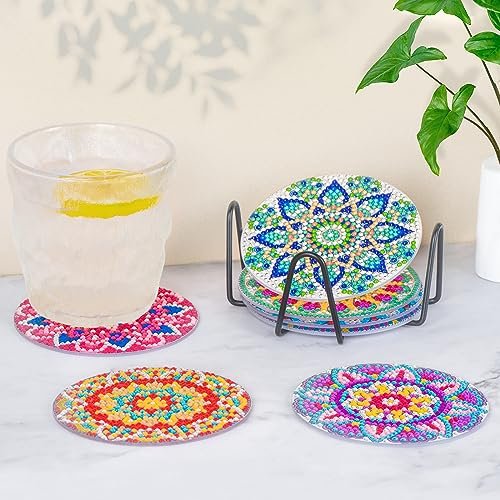 Sparkling Mandala Diamond Art Coaster Kit - 8 Pcs