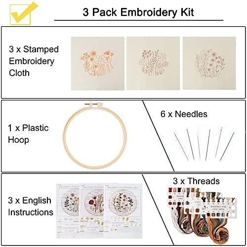 Uphome Floral Embroidery Starter Kit for Beginners