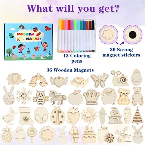 Worgree DIY Wooden Magnets Craft Kit for Kids