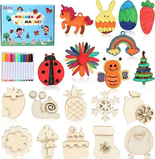 Worgree DIY Wooden Magnets Craft Kit for Kids