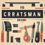 An array of hand tools including pliers, a wrench, screwdrivers, and a utility knife are arranged around stylized text spelling "CRRATSMAN BRAND" against a beige background.